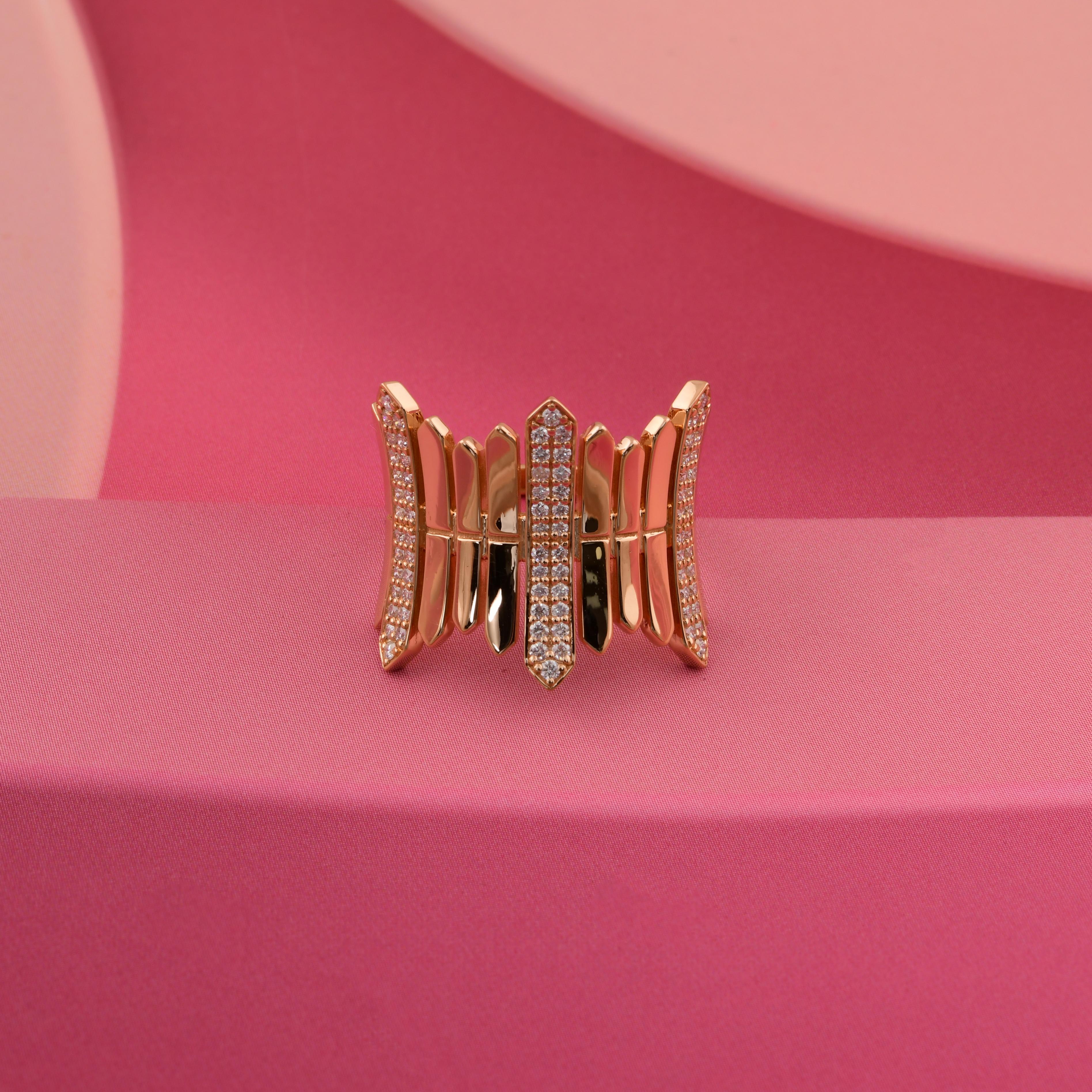 Round Cut Real 1/2 Carat SI/H Round Brilliant Cut Diamond Ring 18 Karat Rose Gold Jewelry For Sale