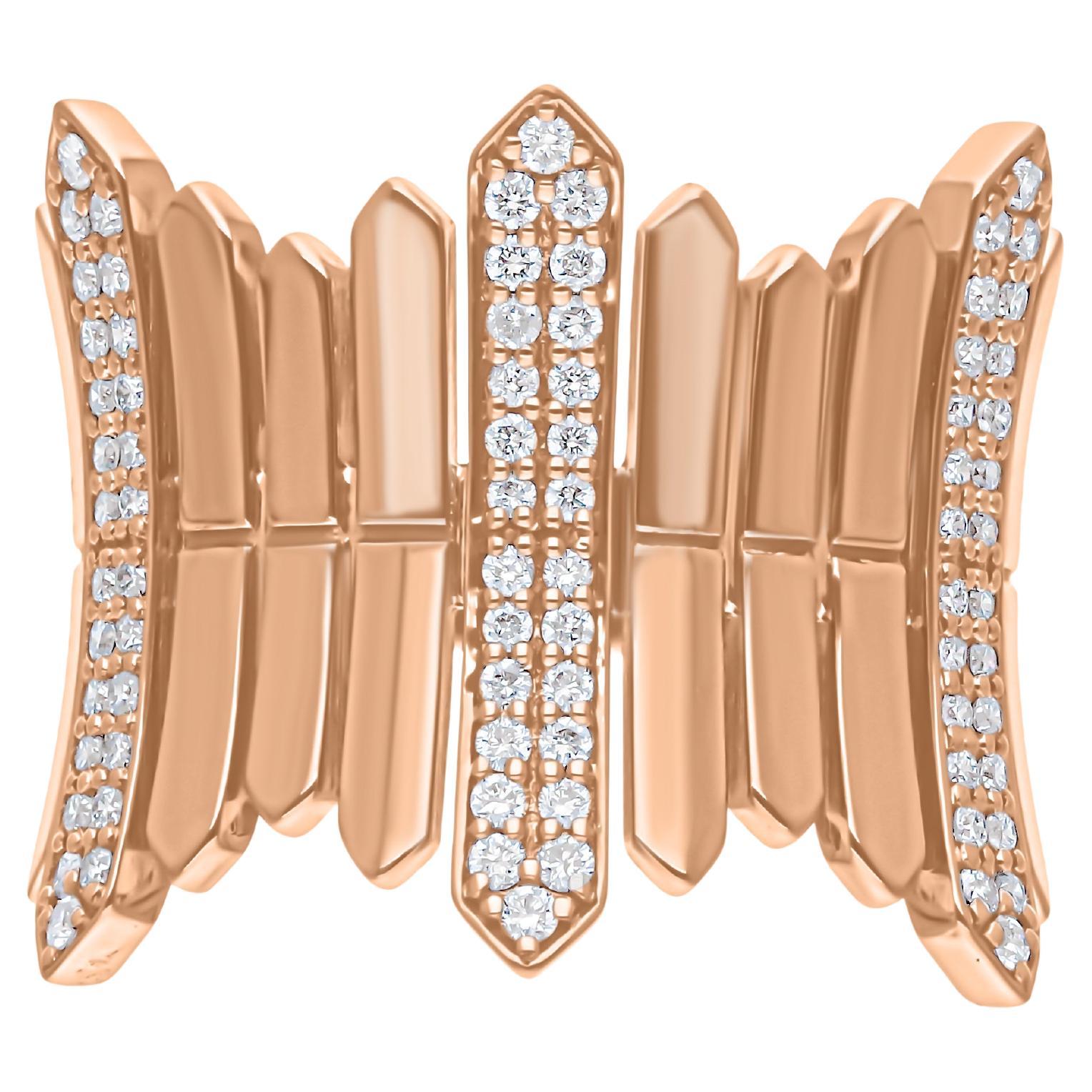Anillo de diamantes de corte brillante redondo SI/H de 1/2 quilate real Joyas de oro rosa de 18 quilates
