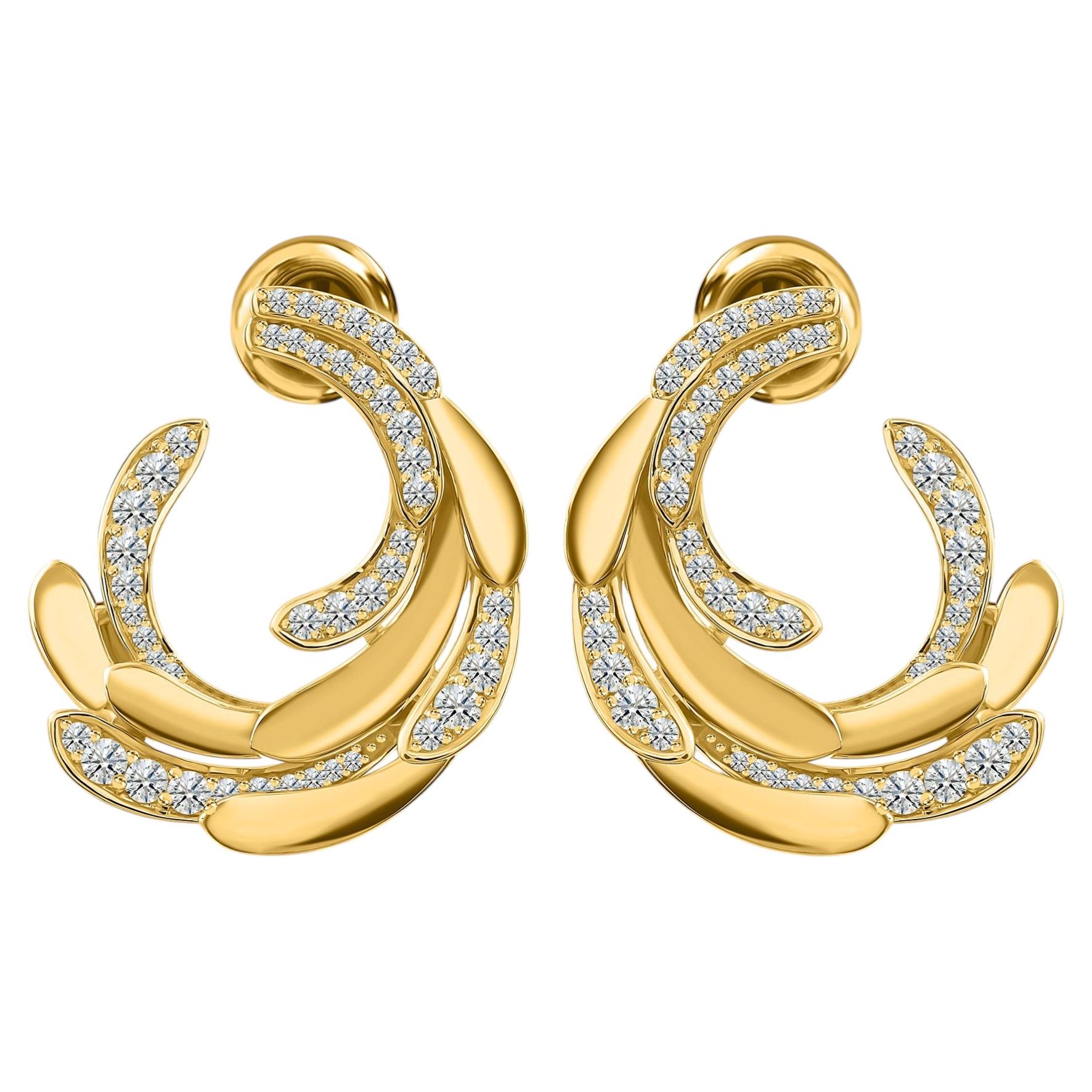 Real 1 Carat SI Clarity HI Color Diamond Earrings 18 Karat Yellow Gold Jewelry