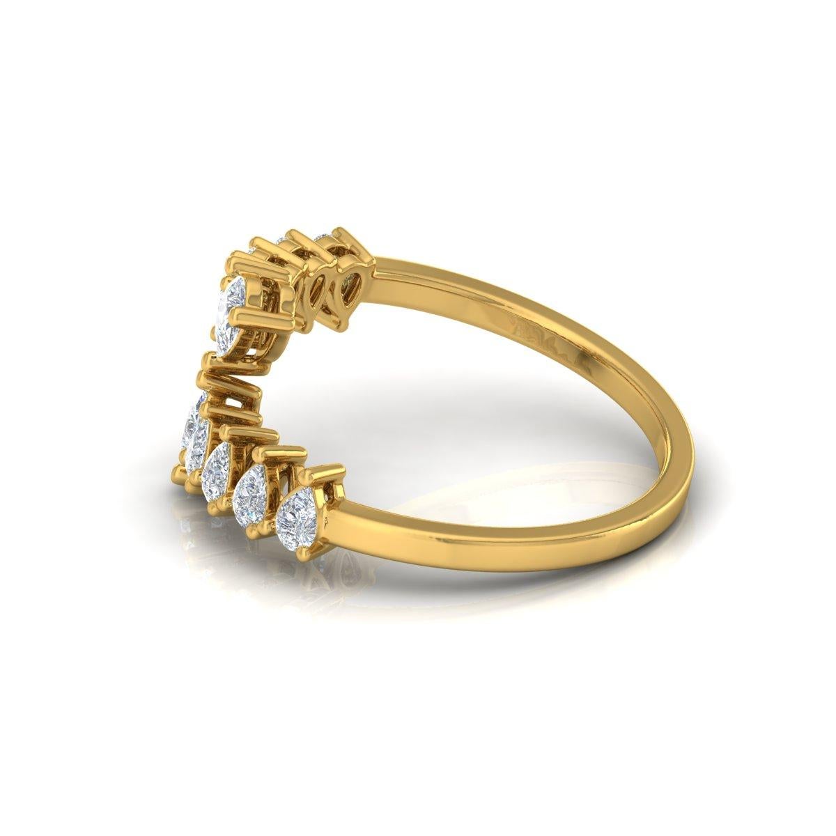 Echte 1 Karat SI Reinheit HI Farbe Birnenschliff Diamant offener Ring 18 Karat Gelbgold (Moderne) im Angebot
