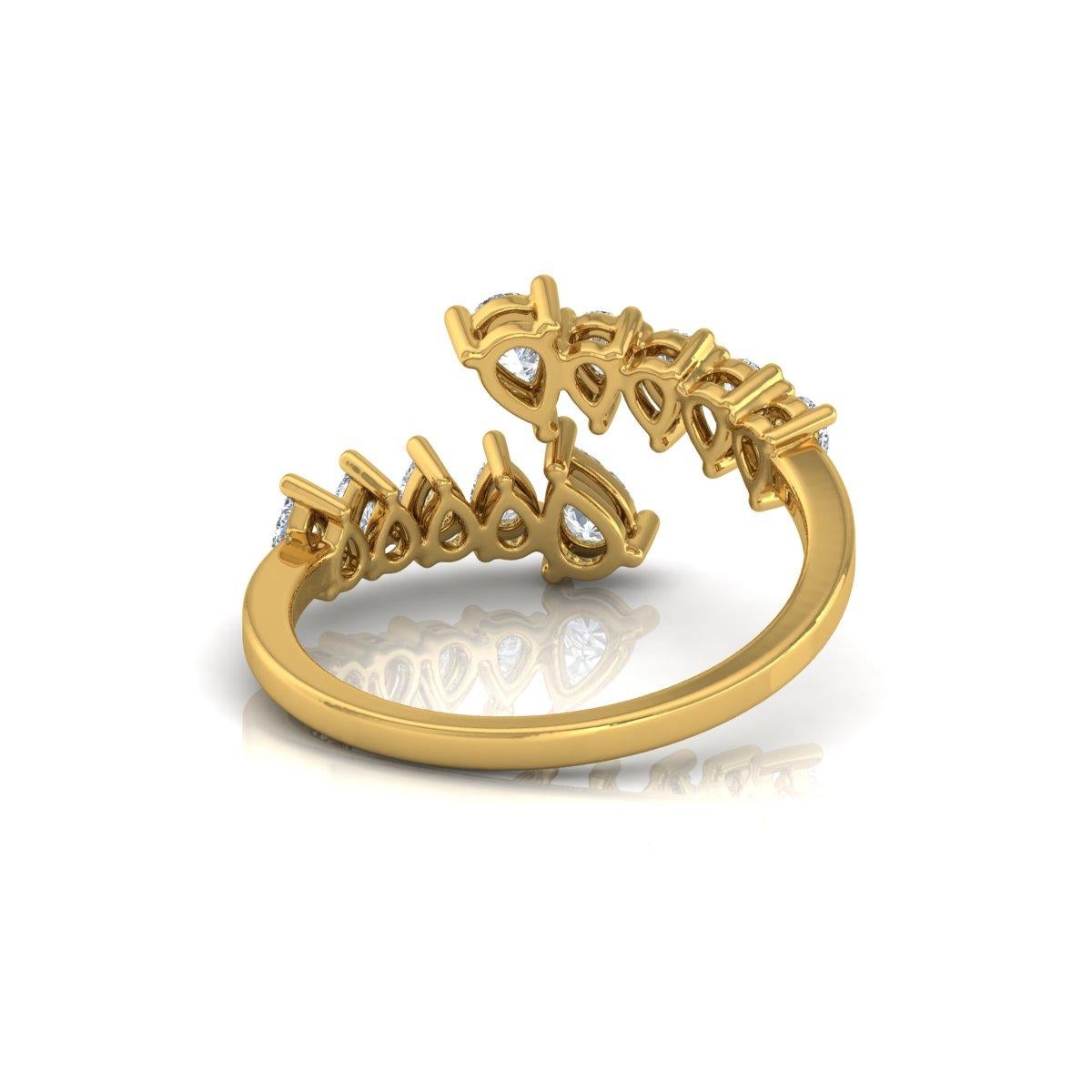 Echte 1 Karat SI Reinheit HI Farbe Birnenschliff Diamant offener Ring 18 Karat Gelbgold (Tropfenschliff) im Angebot