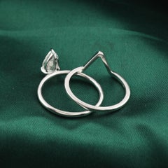 Real 1 Carat SI Clarity HI Color Solitaire Diamond Ring Set 18 Karat White Gold