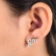 Real 1 Carat SI/H Pear Shape Diamond Earrings 18 Karat Yellow White Gold Jewelry
