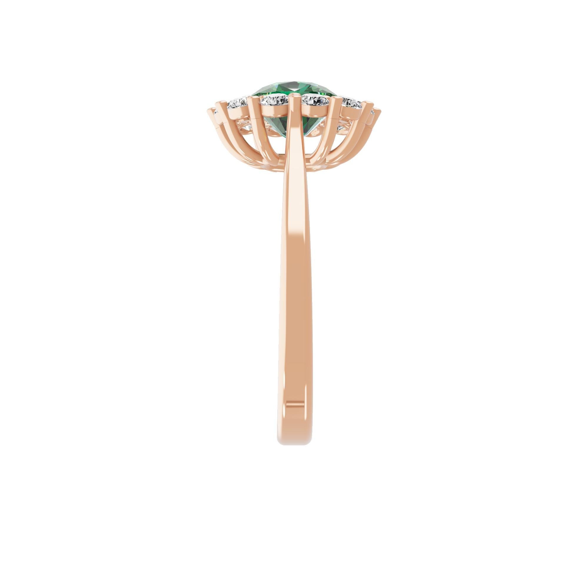 For Sale:  Real 1 Carat Zambian Emerald 0.56 Carat SI/H Diamond Ring 18 Karat Rose Gold 2