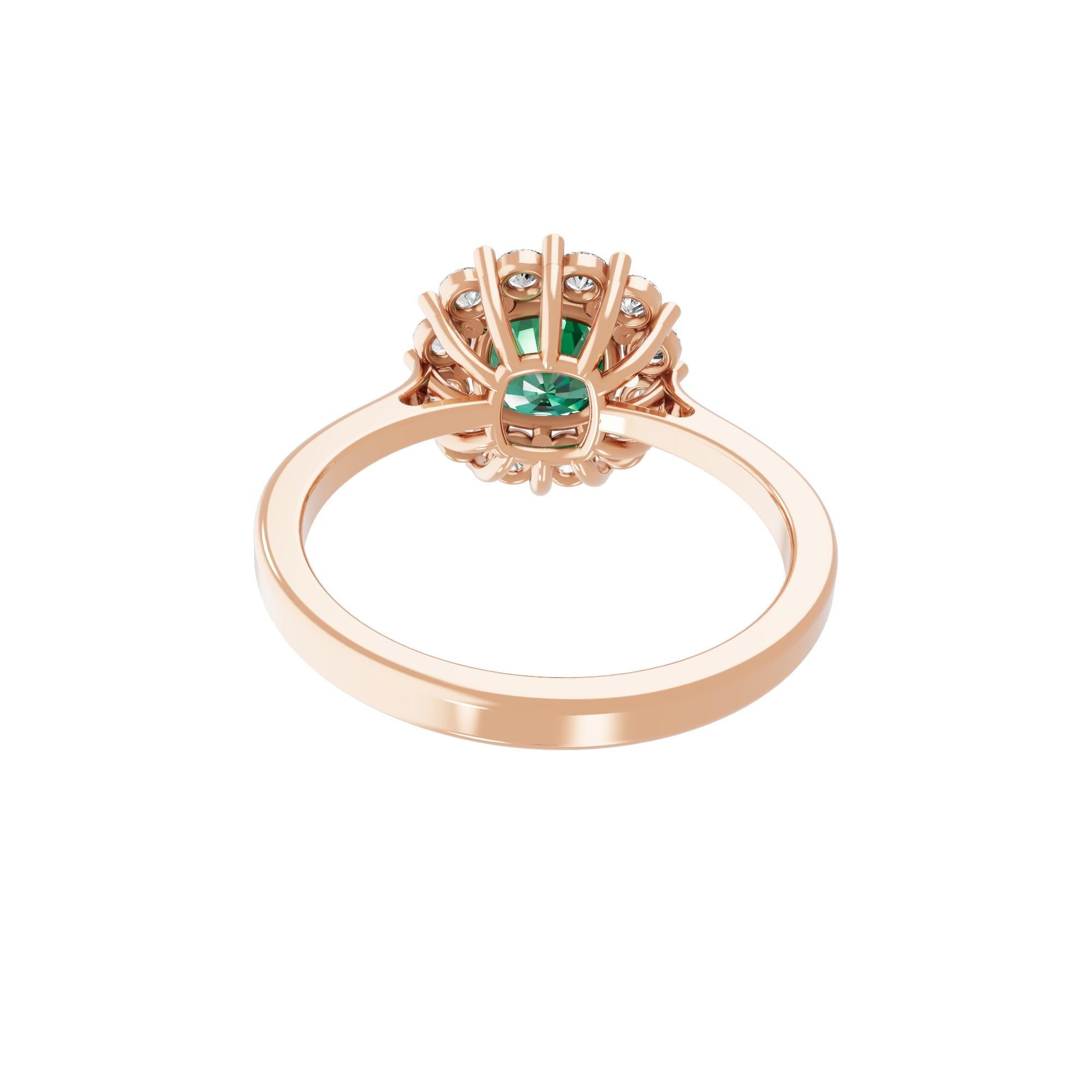 For Sale:  Real 1 Carat Zambian Emerald 0.56 Carat SI/H Diamond Ring 18 Karat Rose Gold 3