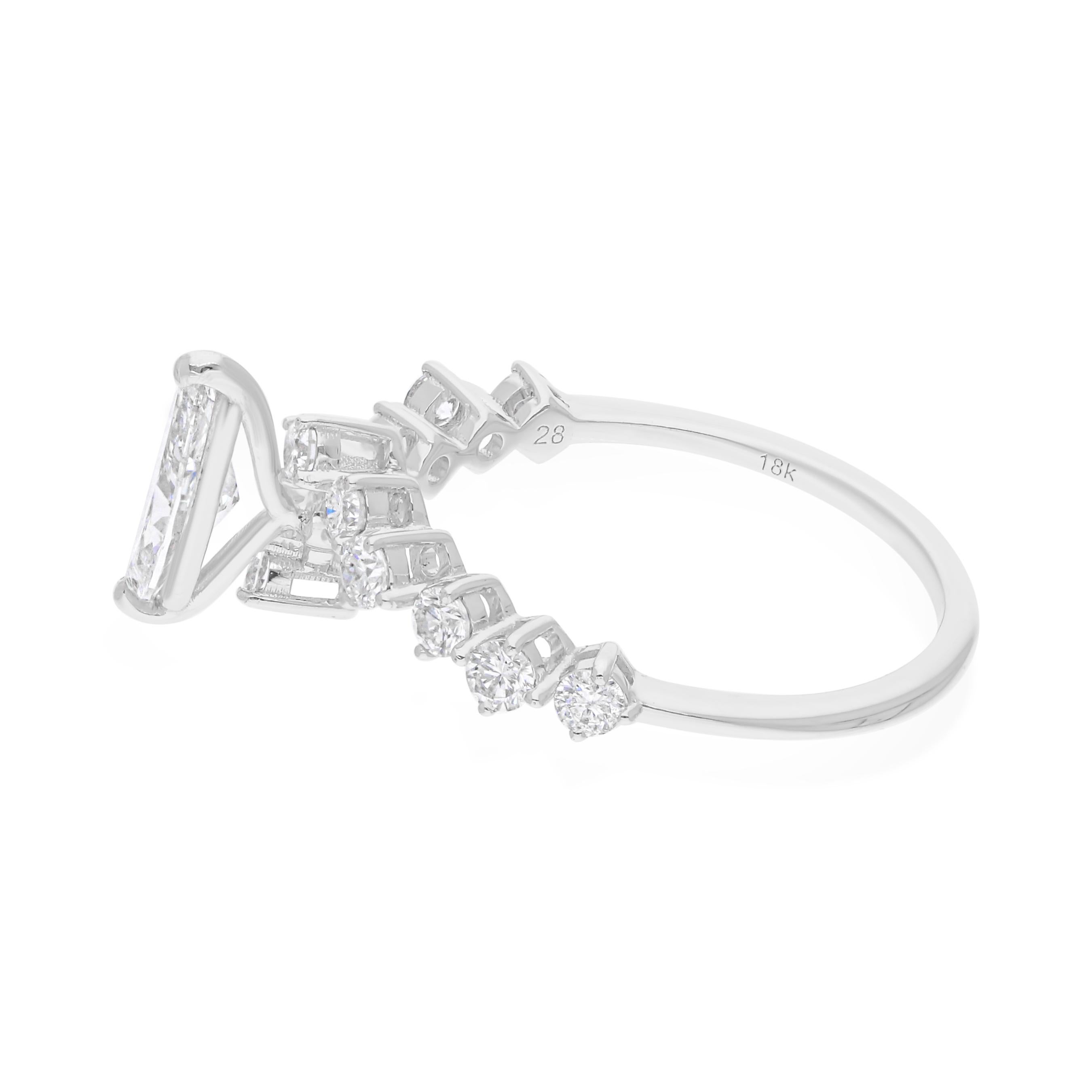 Modern Real 1.02 Carat SI/H Solitaire Marquise Diamond Ring 18 Karat White Gold Jewelry For Sale
