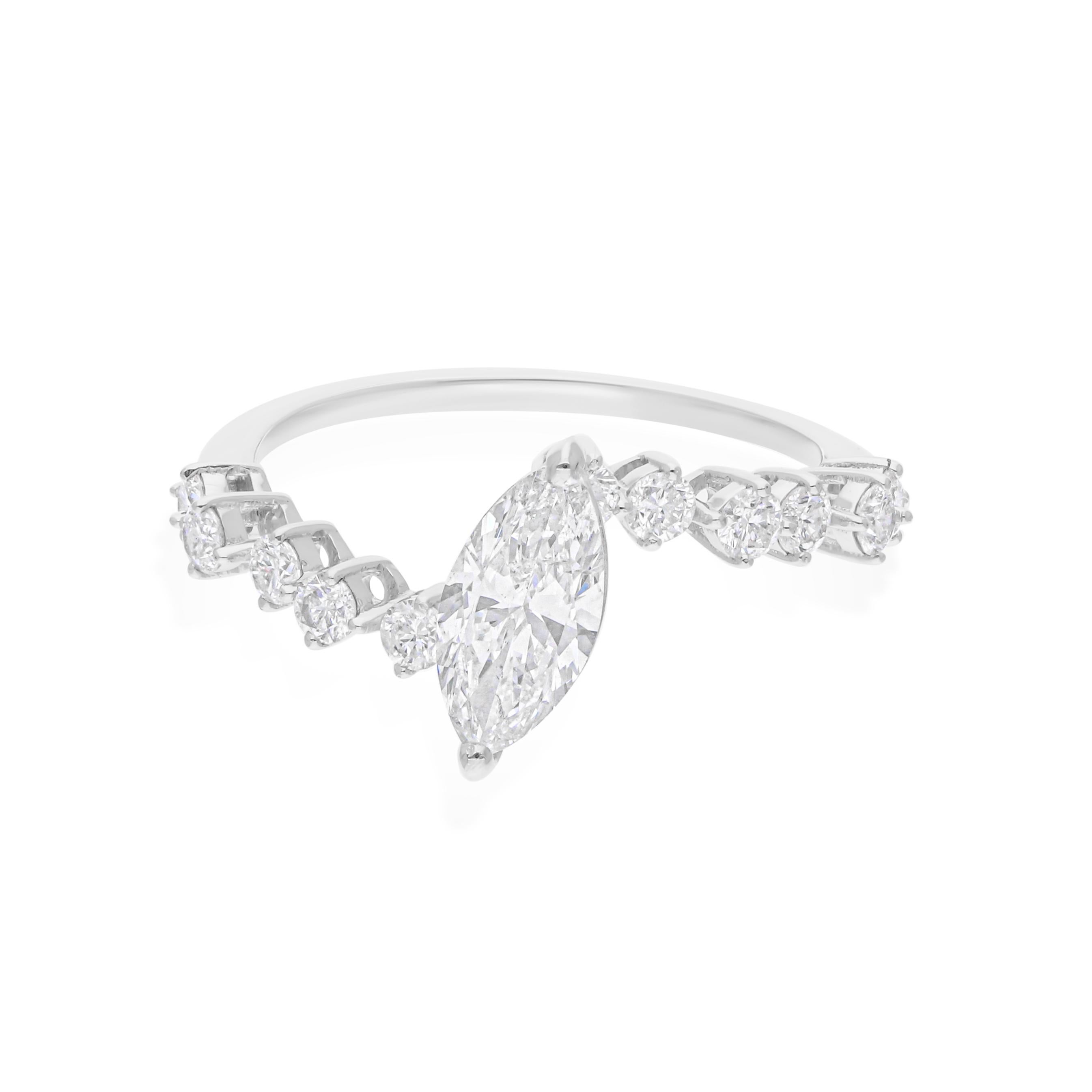 Im Angebot: Real 1,02 Karat SI/H Solitär Marquise Diamantring 18 Karat Weißgold Schmuckstück () 7