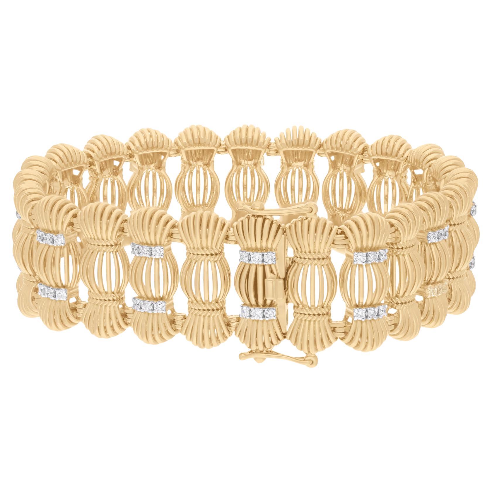 Real 1.03 Carat SI/H Round Brilliant Cut Diamond Bracelet 14 Karat Yellow Gold