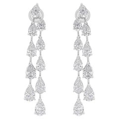Pendientes araña de diamantes en forma de pera SI/H de 10,32 quilates reales Oro blanco de 18 quilates
