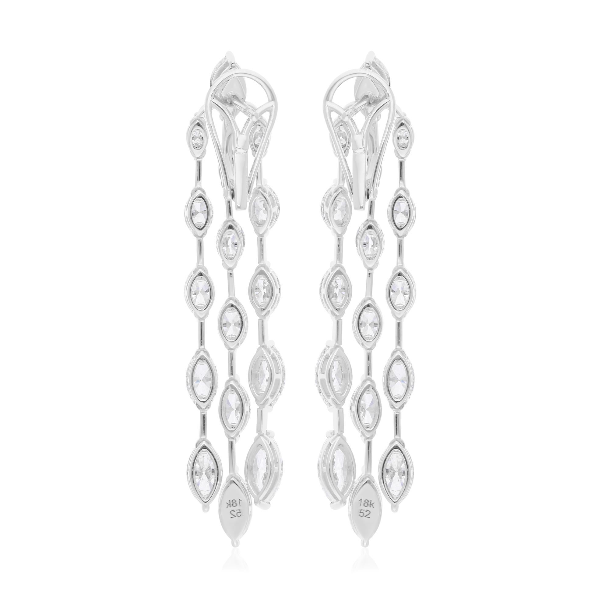 Real 10.53 Carat SI/H Marquise Diamond Chandelier Earrings 14 Karat White Gold In New Condition For Sale In Diera, Dubai