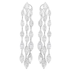 Boucles d
oreilles chandelier en or blanc 18 carats avec diamants marquises de 10,53 carats SI/H