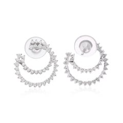 Spectrum 14k White Gold Double-Crescent Diamond Ear Climbers, 1.06 Carats
