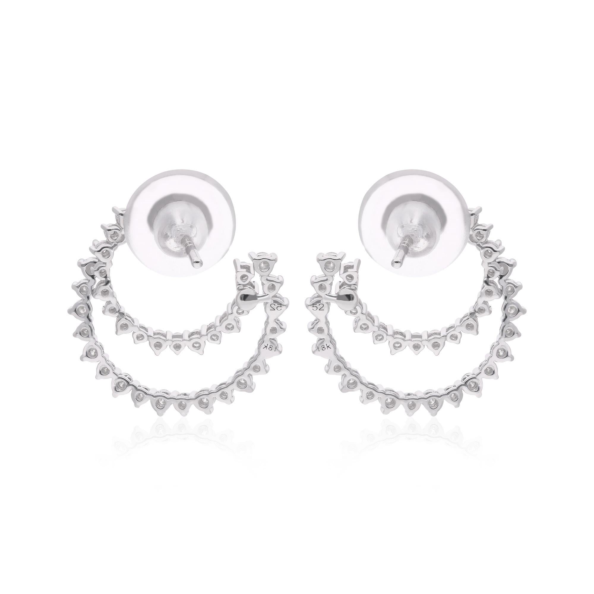 Round Cut Real 1.06 Carat SI Clarity HI Color Round Diamond Earrings 18 Karat White Gold For Sale