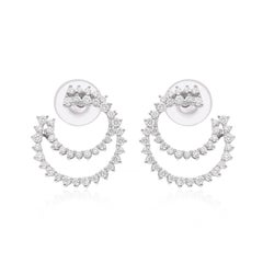 Pendientes de diamantes redondos de 1,06 quilates de oro blanco de 18 quilates con claridad SI y color HI