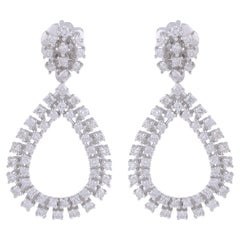 Orecchini pendenti con diamanti reali da 1,10 carati SI Clarity HI Color Oro bianco 14 carati