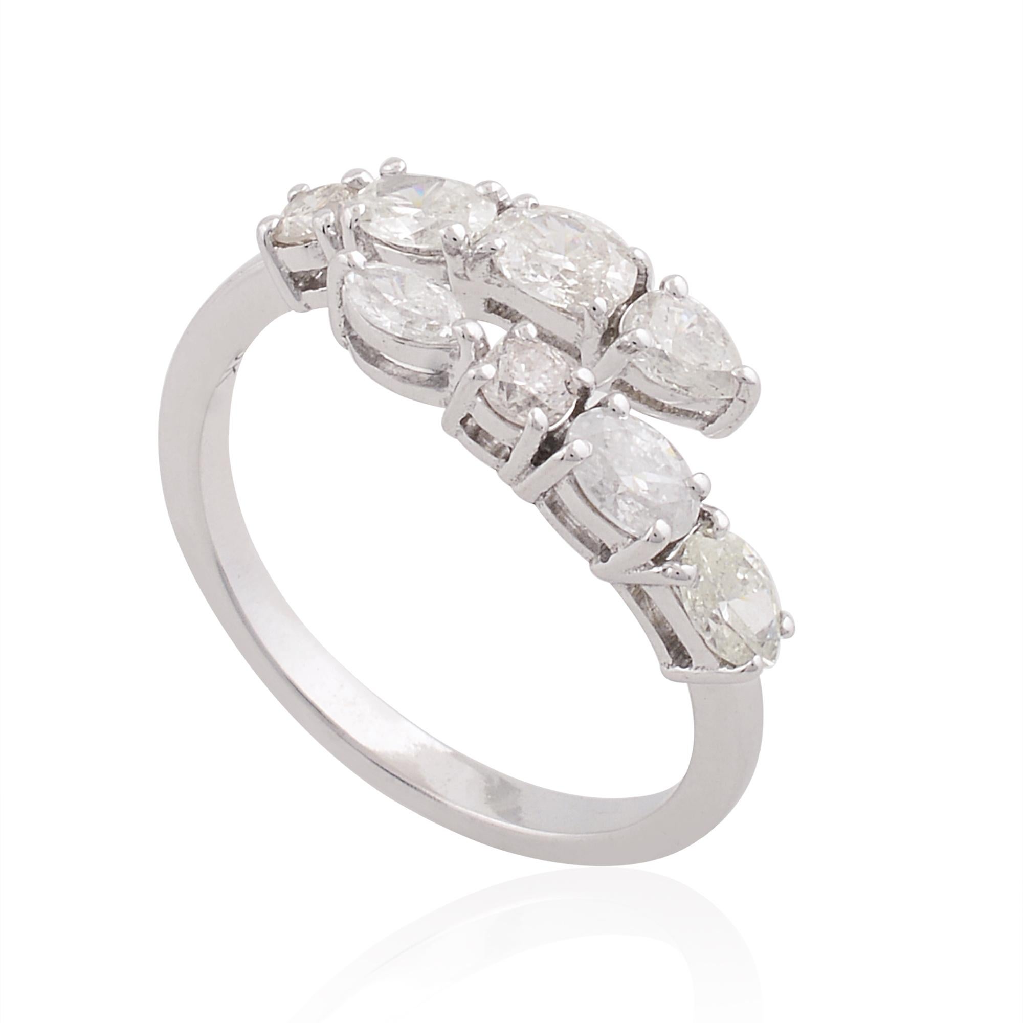 Real 1,10 Karat SI/HI Marquise Oval Runder Diamant Wickelring 10 Karat Weißgold im Zustand „Neu“ im Angebot in Diera, Dubai