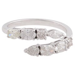 Bague enveloppante en or blanc 10 carats avec diamants ronds ovales marquises SI/HI de 1,10 carat