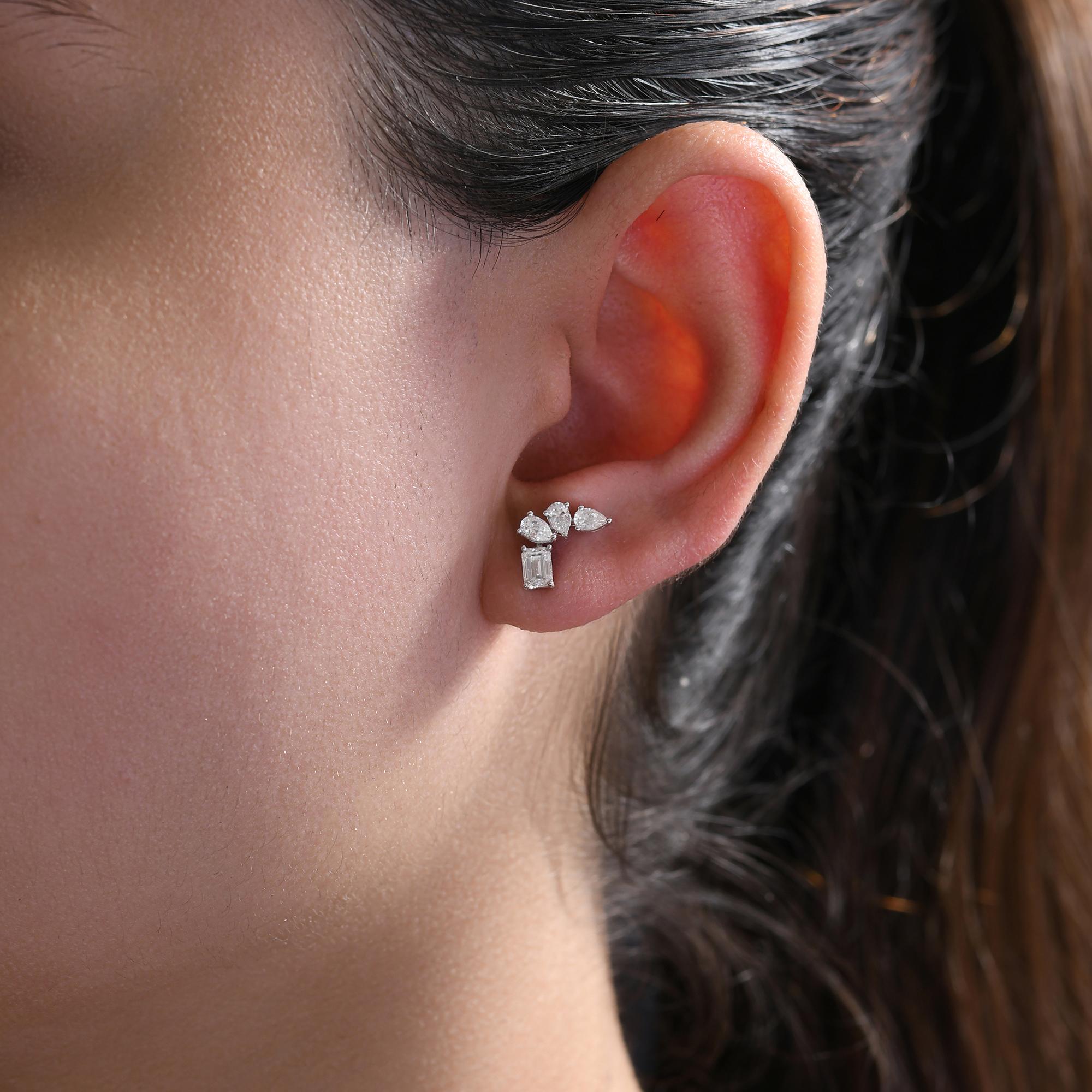 Pendientes de diamantes auténticos de 1,11 quilates con claridad SI y color HI Joyas de oro blanco de 18 quilates en Nuevo estado para la venta en Diera, AE