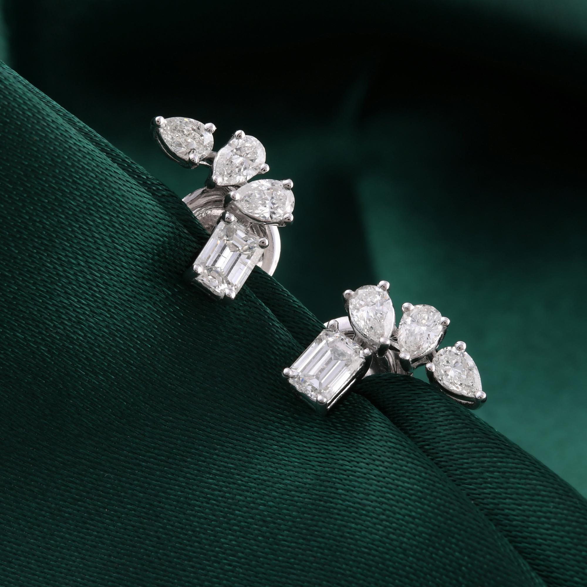 De las mujeres Pendientes de diamantes auténticos de 1,11 quilates con claridad SI y color HI Joyas de oro blanco de 18 quilates en venta