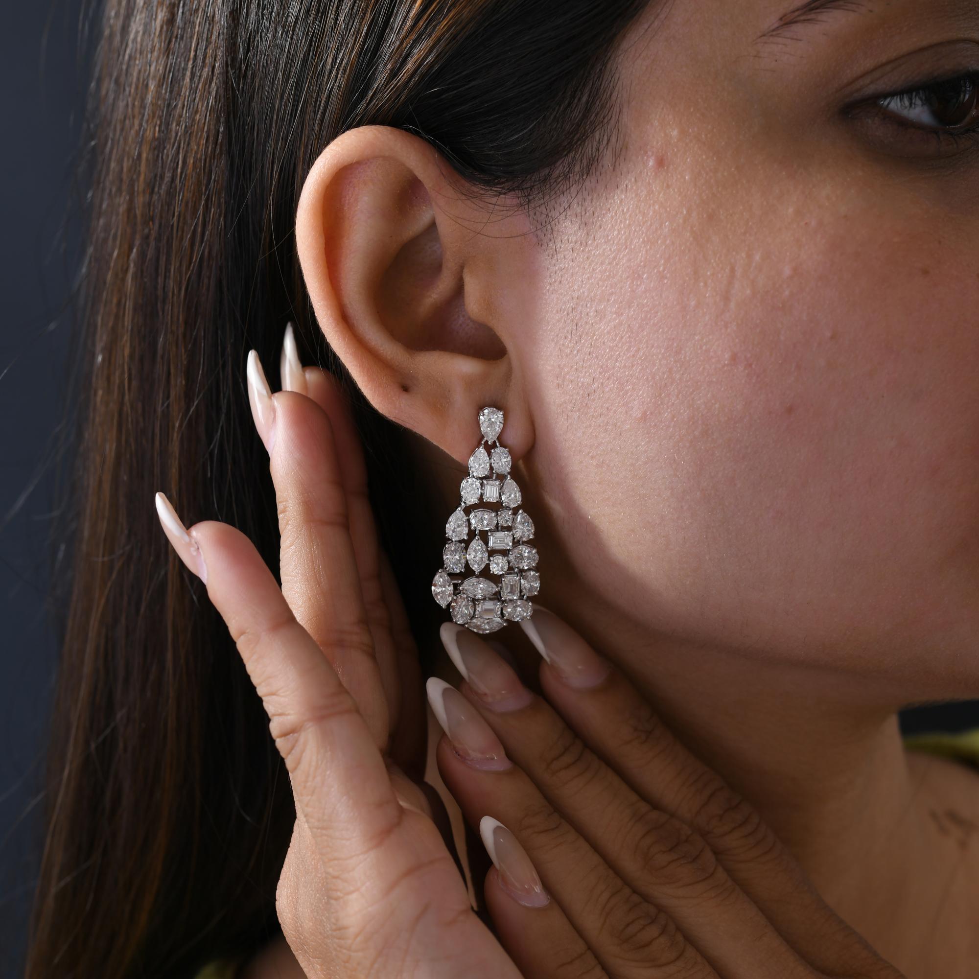 Echte 11,23 Karat SI Reinheit HI Farbe Multi Diamant Ohrringe 18 Karat Weißgold (Marquiseschliff) im Angebot