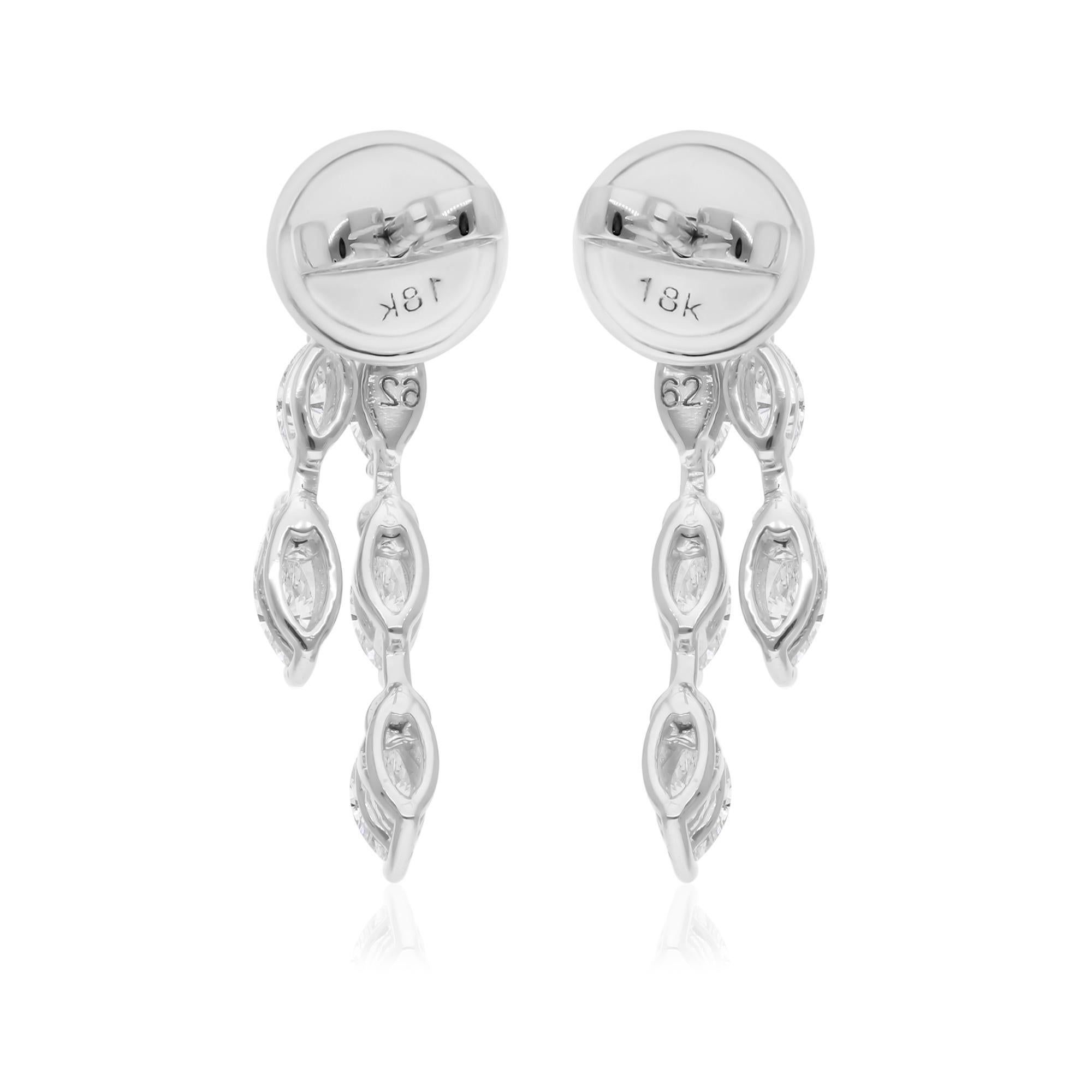 Taille poire Boucles d'oreilles en or blanc 18 carats avec diamants véritables taille poire marquise de 1,15 carat SI/H en vente