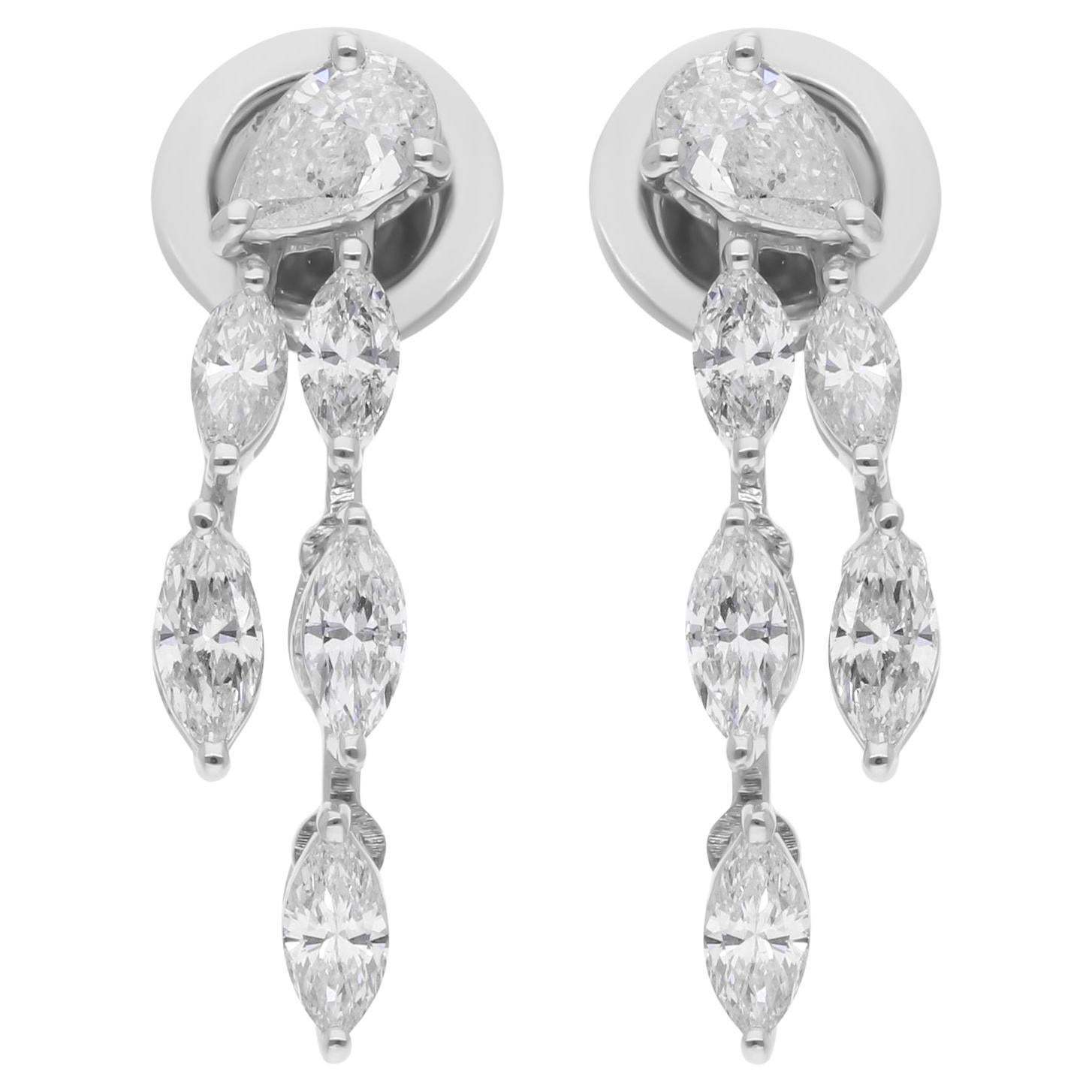 Pendientes de diamantes marquesa pera SI/H reales de 1,15 quilates Joyas de oro blanco de 18 quilates
