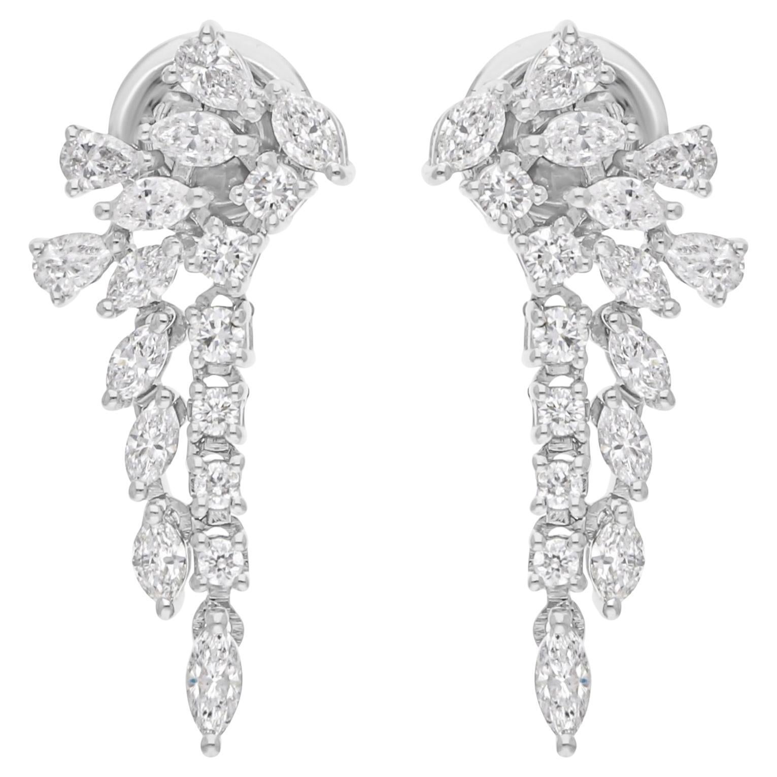Orecchini a goccia con diamante naturale da 1,17 carati reali in oro bianco 14 carati Gioielli di pregio in vendita