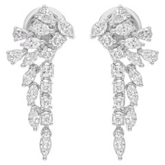 Orecchini a goccia con diamante naturale da 1,17 carati reali in oro bianco 14 carati Gioielli di pregio