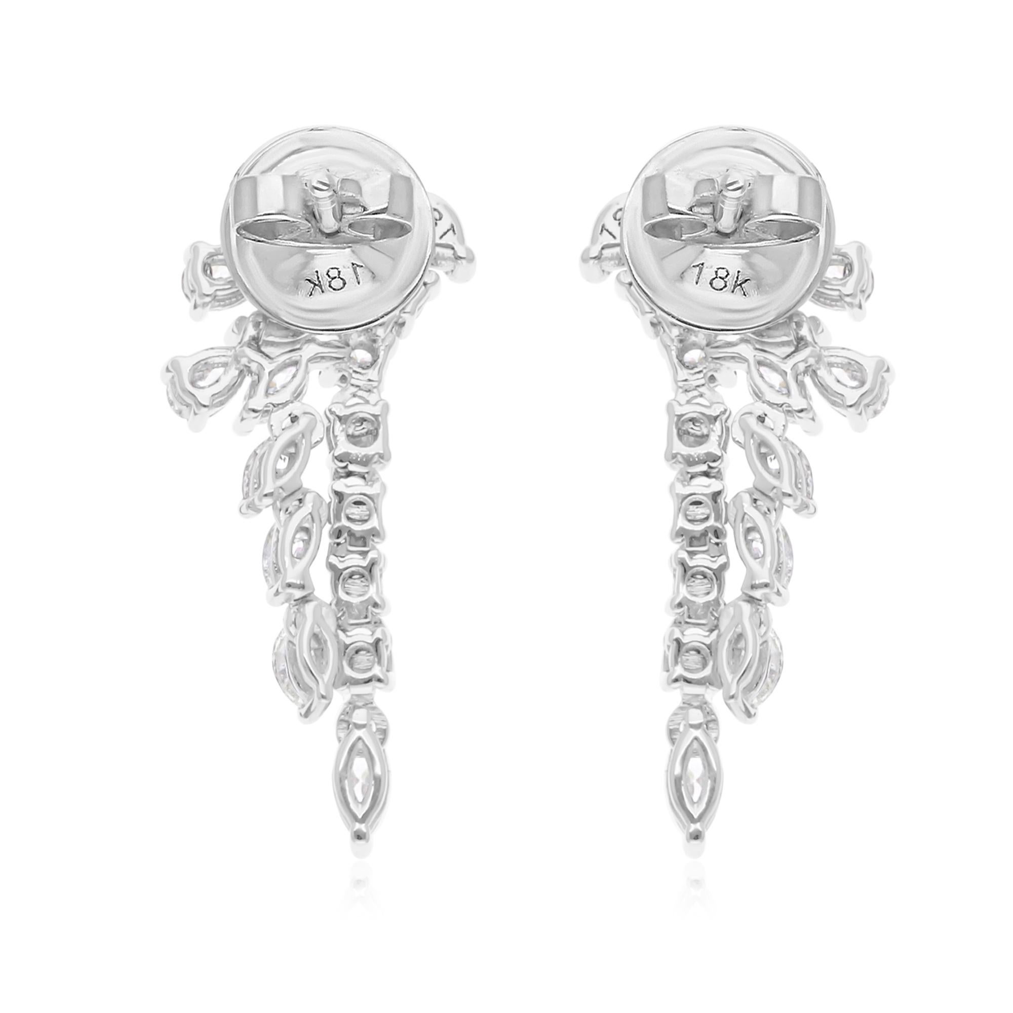 Pendientes de diamantes auténticos de 1,17 quilates con claridad SI y color HI Joyas de oro blanco de 18 quilates en Nuevo estado para la venta en Diera, Dubai