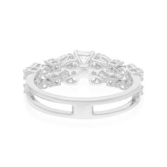 1.17 Carat Natural Diamond 18K White Gold Emerald Cut Open Band Ring