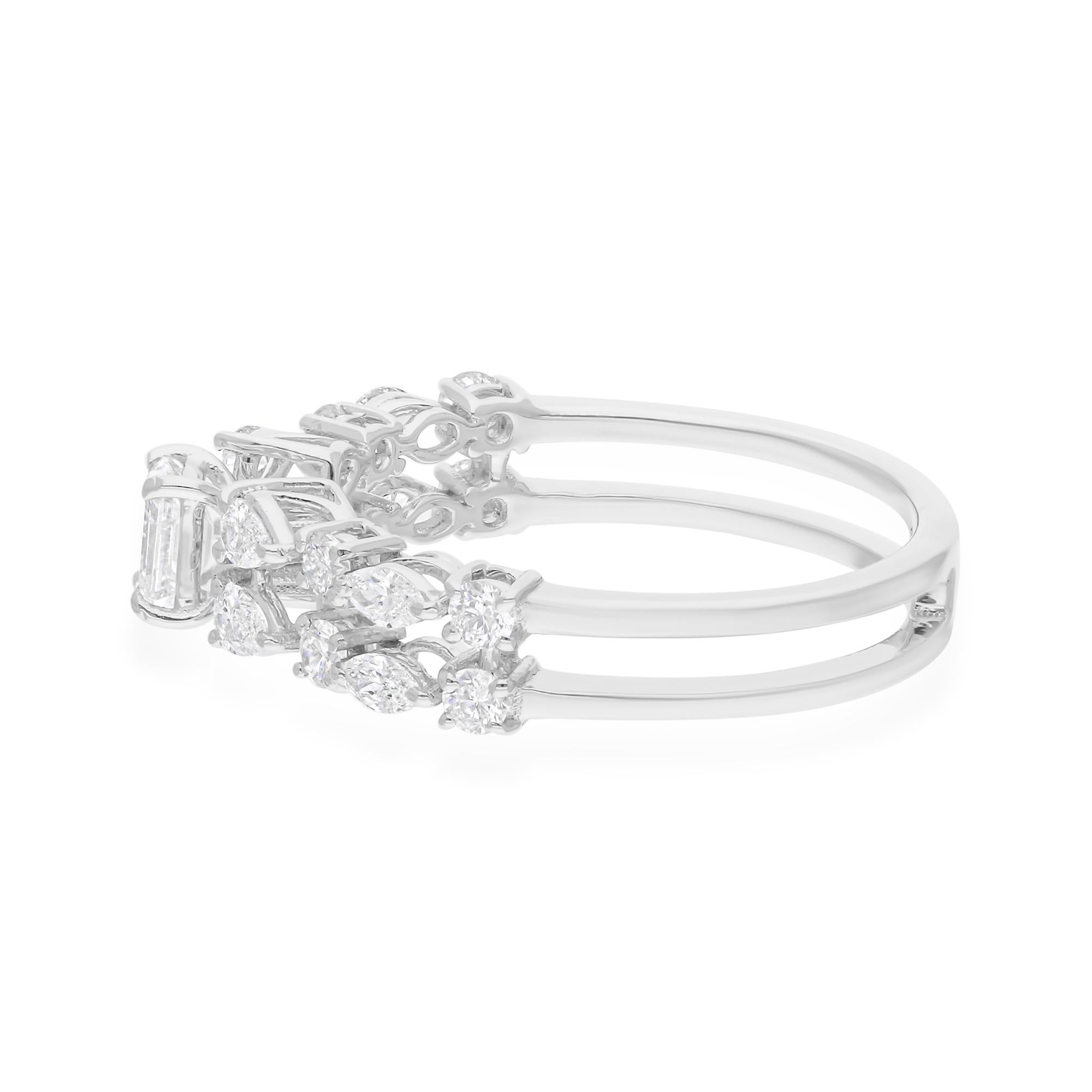 Anillo de diamantes esmeralda talla pera brillante de 1,17 quilates SI/H de oro blanco de 18 quilates Moderno en venta