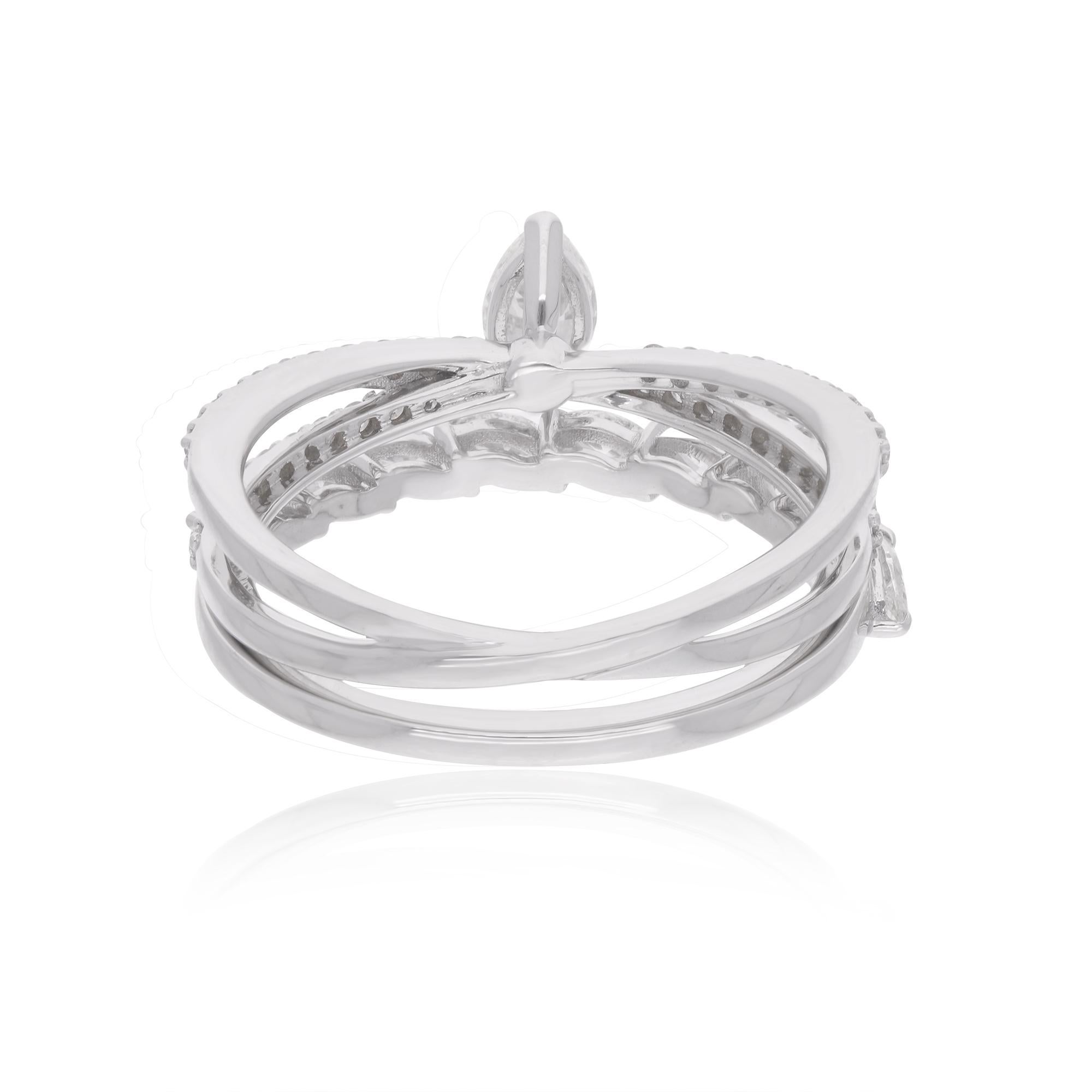For Sale:  Real 1.18 Carat Diamond Stacking Two Ring Set 18 Karat White Gold Fine Jewelry 3