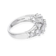 Real 1.18 Ct SI/H Pear Cut Diamond Cluster Ring 18K White Gold Wedding Bridal