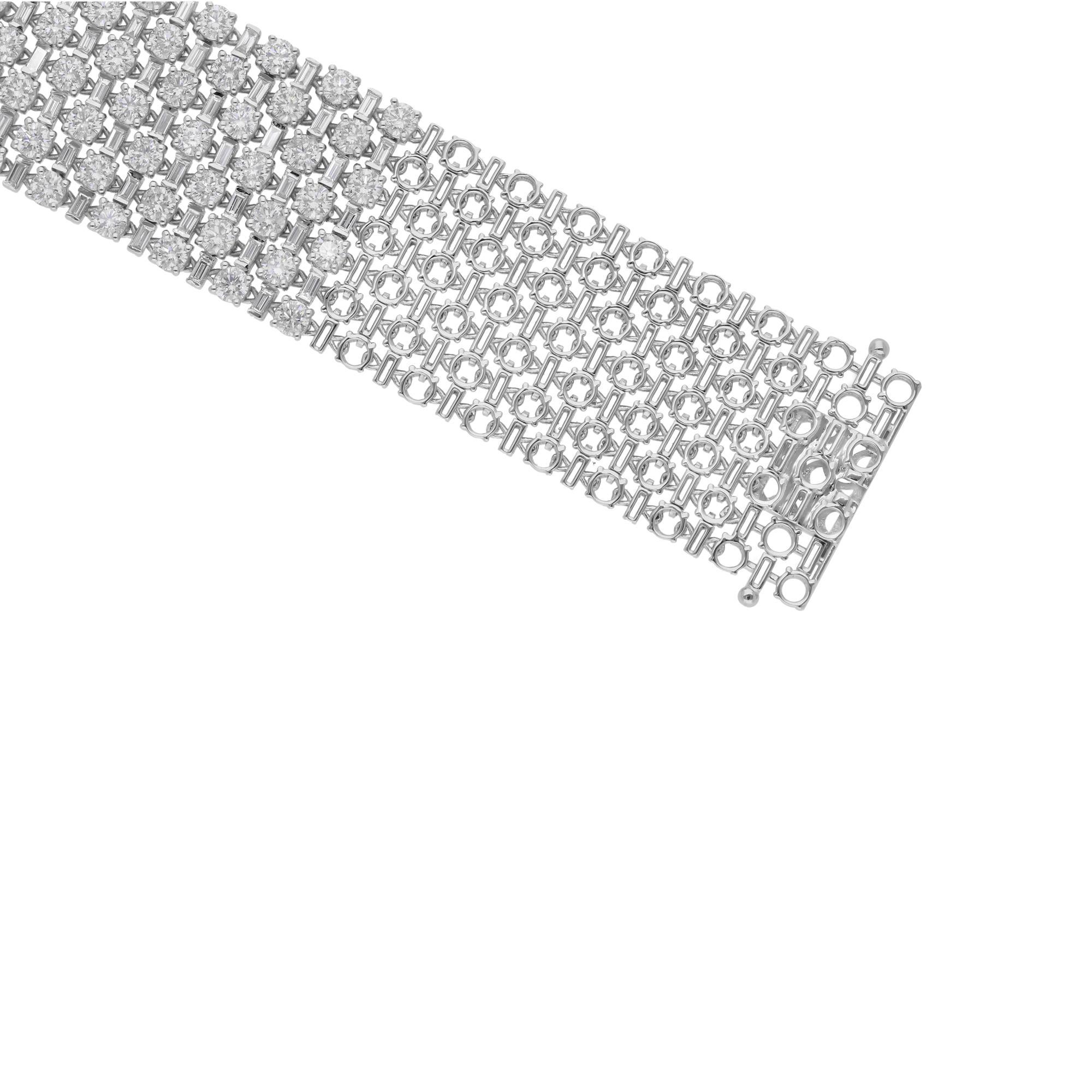 Women's or Men's Real 12.05 Carat SI/H Round Brilliant Cut Diamond Bracelet 18 Karat White Gold For Sale