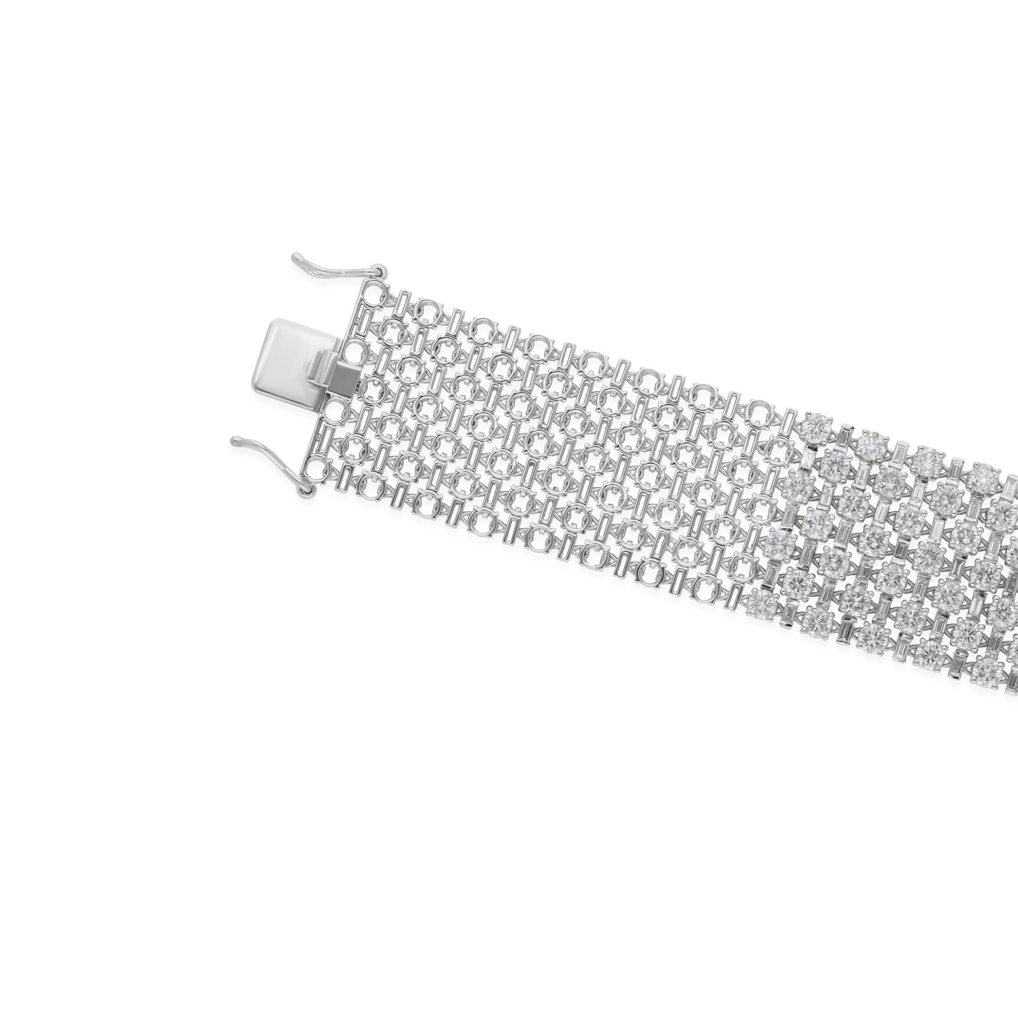 Real 12.05 Carat SI/H Round Brilliant Cut Diamond Bracelet 18 Karat White Gold For Sale 1