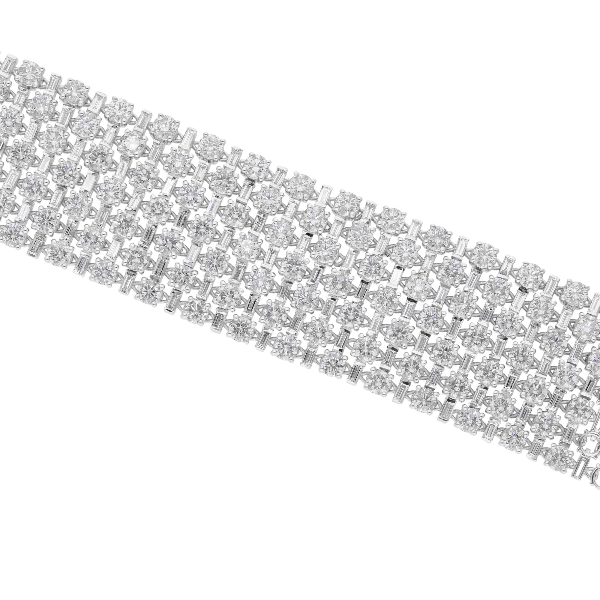 Real 12.05 Carat SI/H Round Brilliant Cut Diamond Bracelet 18 Karat White Gold For Sale 2
