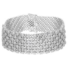Real 12.05 Carat SI/H Round Brilliant Cut Diamond Bracelet 18 Karat White Gold