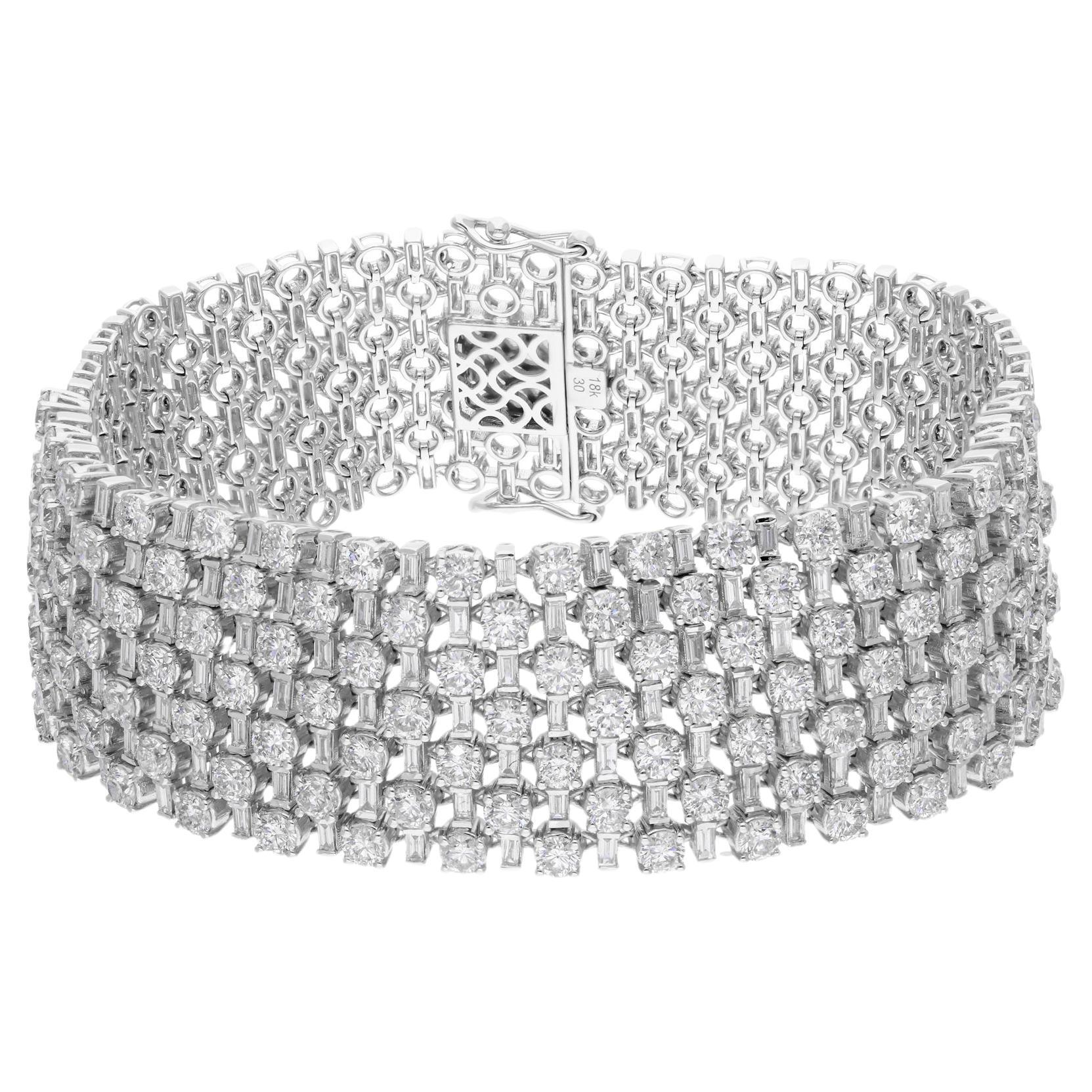 Real 12.05 Carat SI/H Round Brilliant Cut Diamond Bracelet 18 Karat White Gold