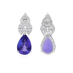 Orecchini di tanzanite reali da 12,05 carati Diamante SI/H da 4,18 carati Oro bianco 18 carati
