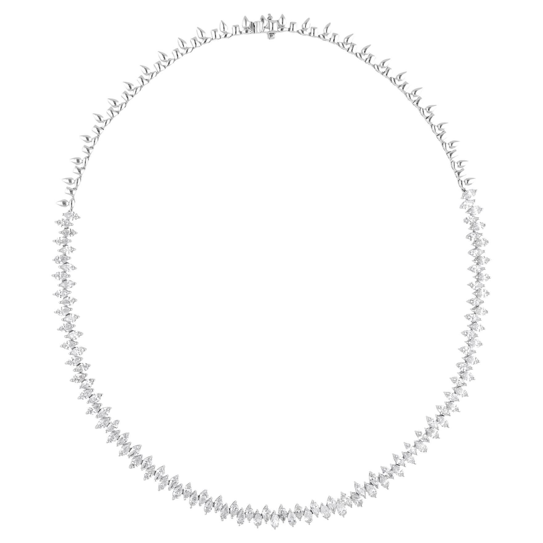 Auténtico collar de diamantes pera de 12,24 quilates, claridad SI y color HI, oro blanco de 14 quilates en venta