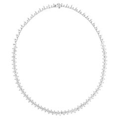 Real 12.24 Carat SI Clarity HI Color Pear Diamond Necklace 14 Karat White Gold