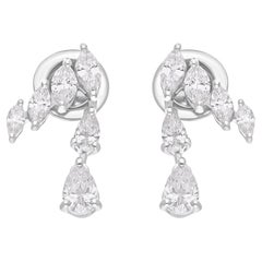Orecchini di diamanti a pera marquise reali da 1,23 carati SI/H Gioielli in oro bianco 14 carati