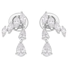 Orecchini di diamanti a pera marquise reali da 1,23 carati SI/H Gioielli in oro bianco 14 carati