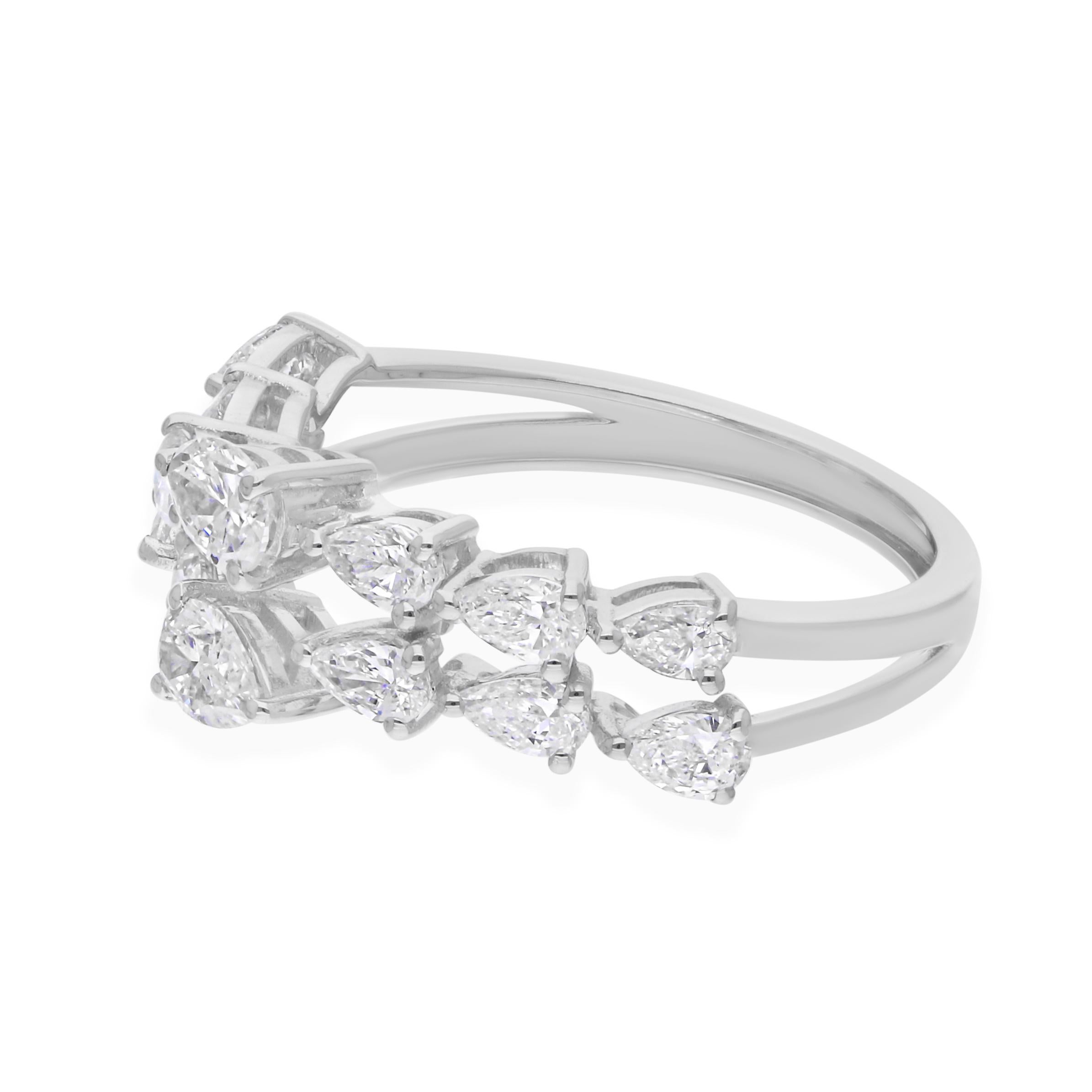 Real 1.23 Carat SI/H Pear Brilliant Cut Diamond Ring 18 Karat White Gold Jewelry In New Condition For Sale In Diera, Dubai