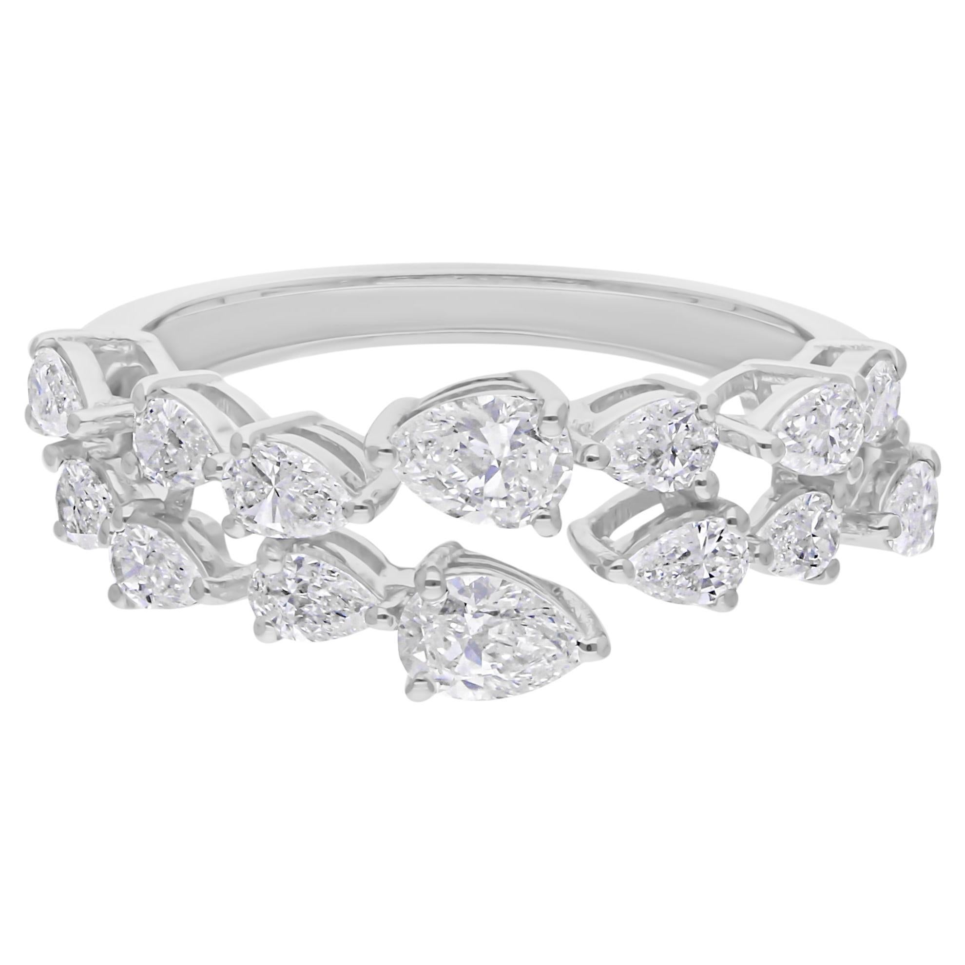 Anillo de diamantes talla pera brillante SI/H de 1,23 quilates reales Joyas de oro blanco de 18 quilates