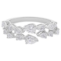 Anillo de diamantes talla pera brillante SI/H de 1,23 quilates reales Joyas de oro blanco de 18 quilates