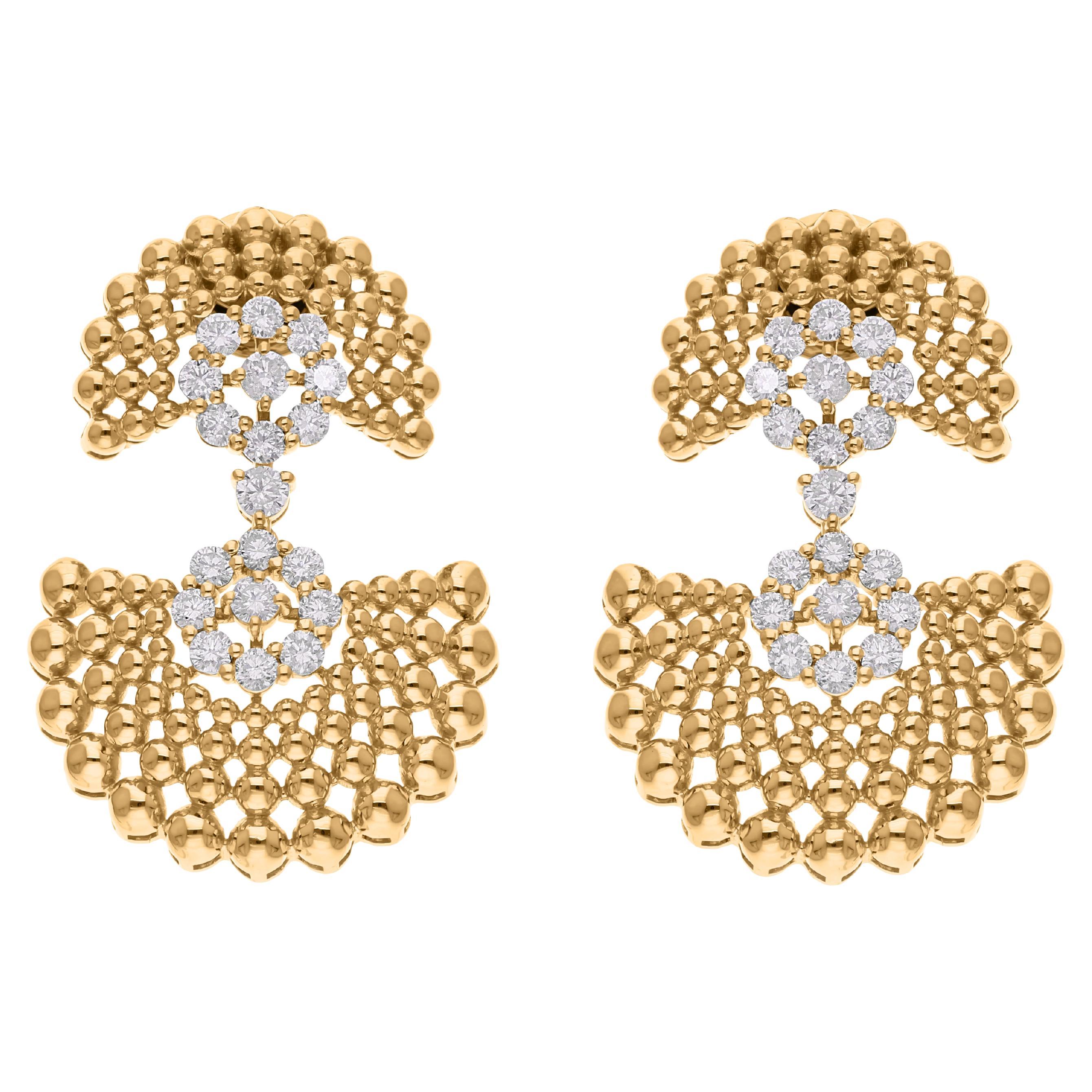 Real 1.24 Carat SI/H Round Brilliant Cut Diamond Earrings 14 Karat Yellow Gold