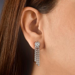 Real 1.25 Carat Round & Marquise Diamond Waterfall Earrings 14 Karat White Gold