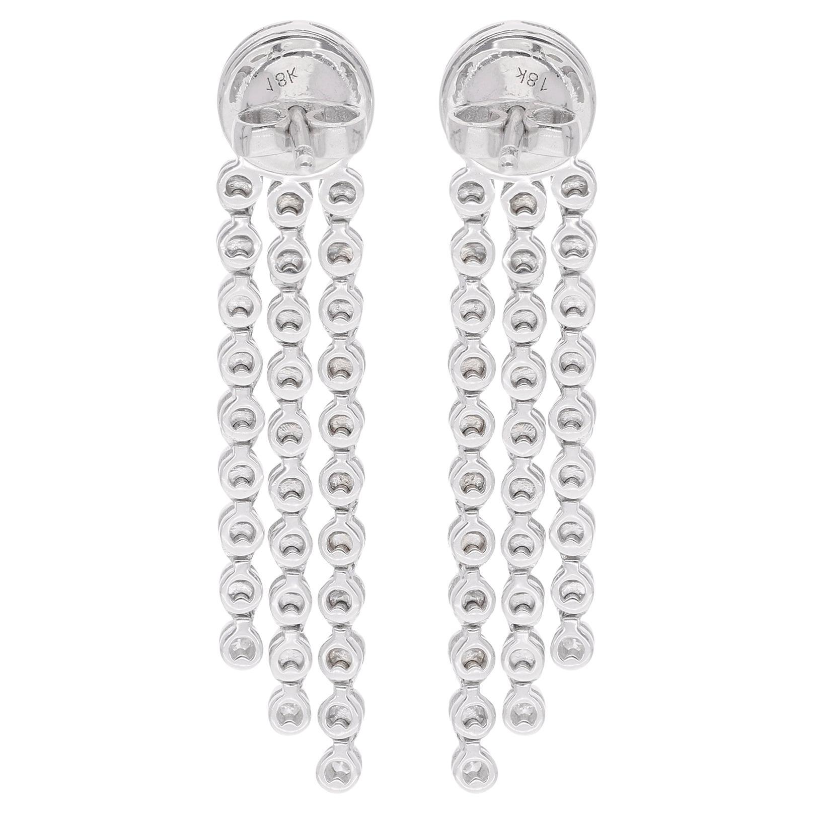 Real 1,25 Karat runder & Marquise-Diamant-Kronleuchter-Ohrringe aus 14 Karat Weißgold (Moderne) im Angebot