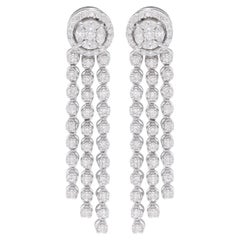 Real 1.25 Carat Round & Marquise Diamond Chandelier Earrings 18 Karat White Gold